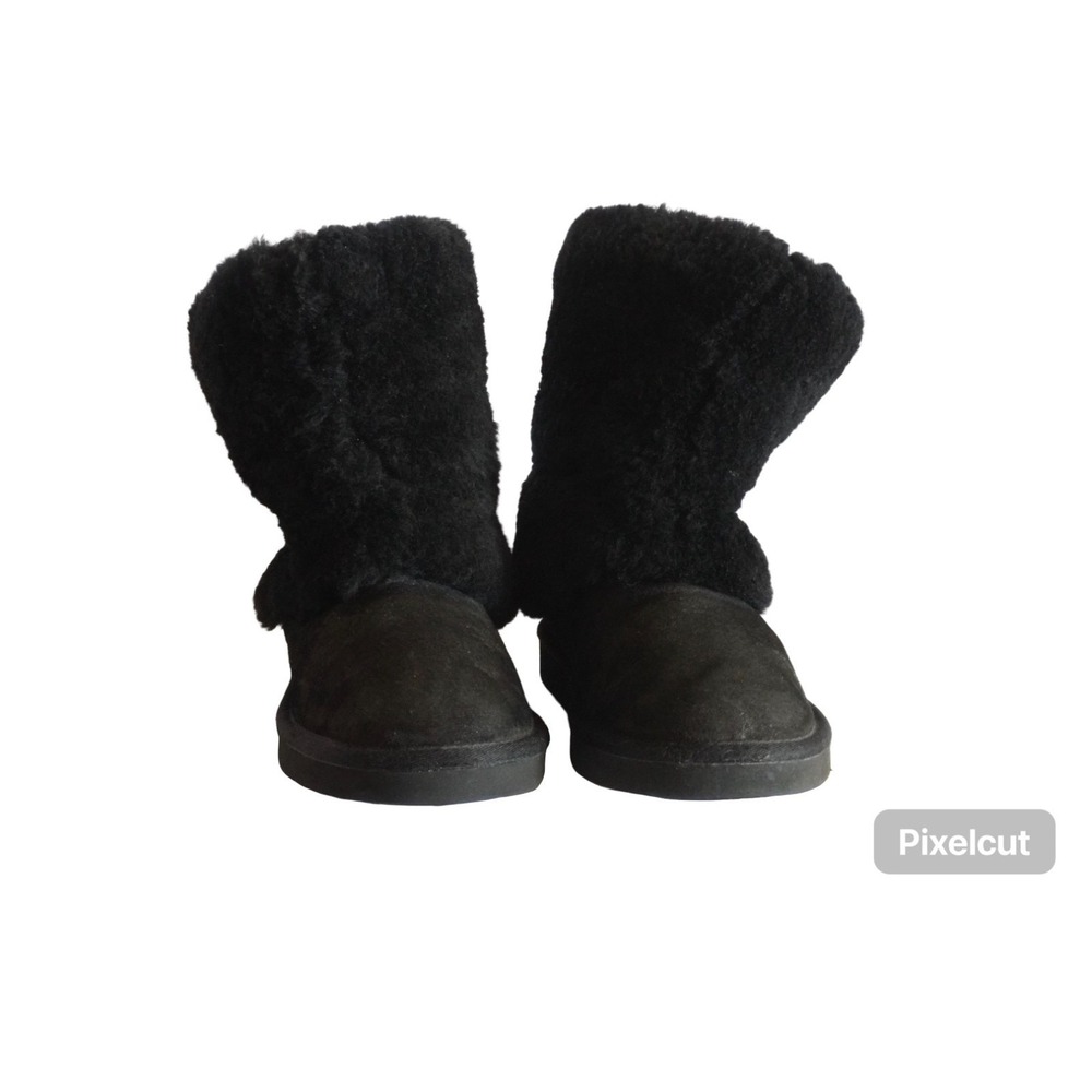 UGG Patten 1006794 Women's Snow Boots 7 Black Suede Sheepskin Pull On Boots